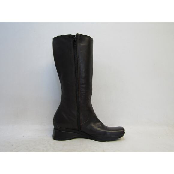 NINE WEST Size 5 M Brown Leather Zip 13" Knee High Fashion Boots - Picture 4 of 11